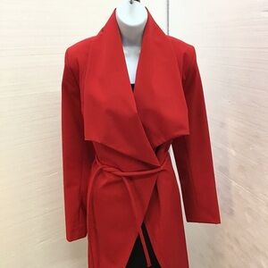 Trina Turk Carolina Wrap Trench Coat Jacket Red Size 8